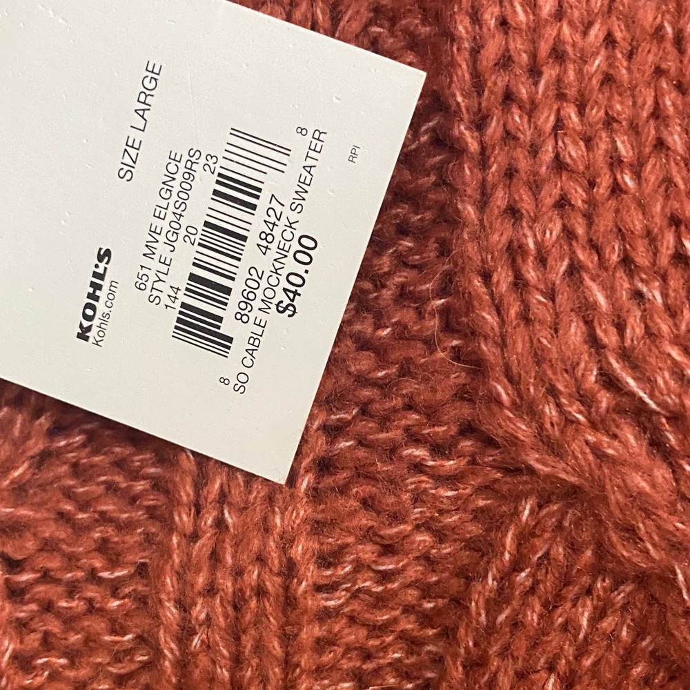 SO Women's Brick Red Turtleneck Sweater - Picture 3 of 3